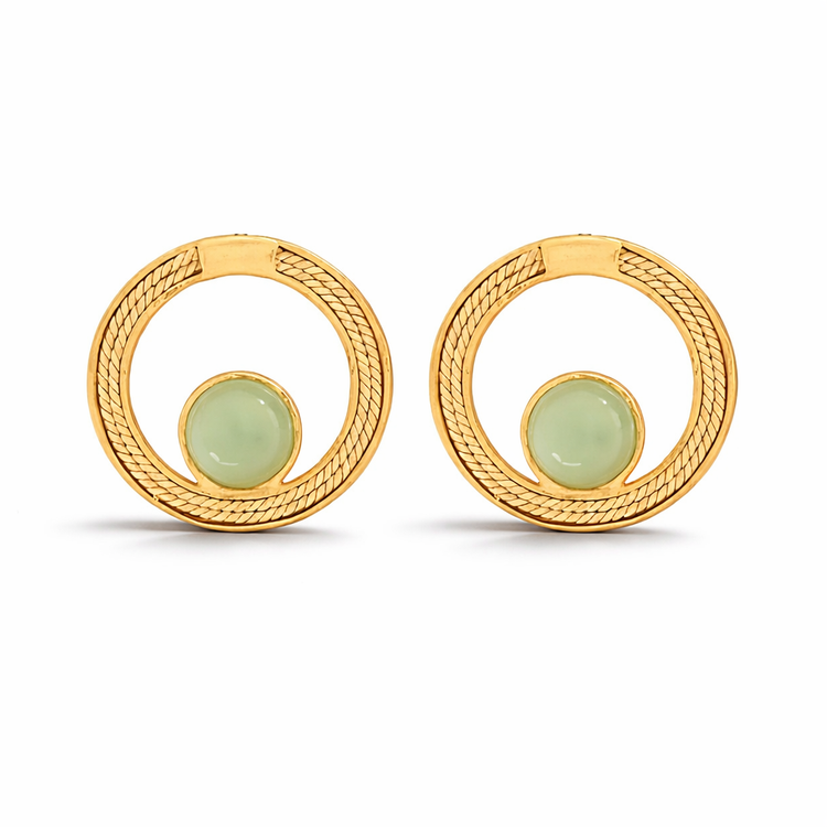 Ethereal Amazonia Natural Gleam Buriti and Green Quartz Stud Earrings