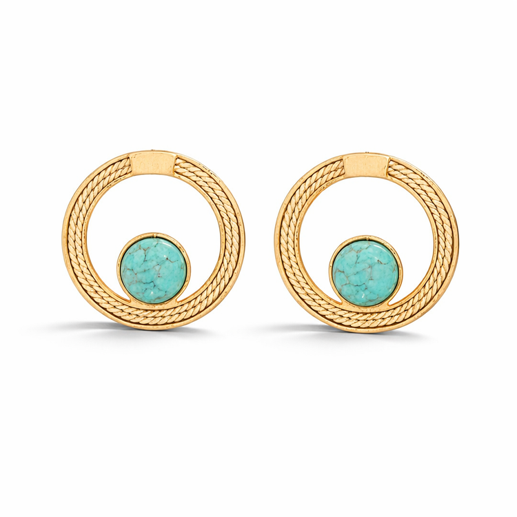 Ethereal Amazonia Natural Gleam Buriti and Green Quartz Stud Earrings