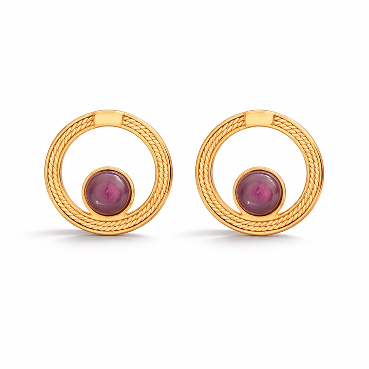 Ethereal Amazonia Natural Gleam Buriti and Green Quartz Stud Earrings