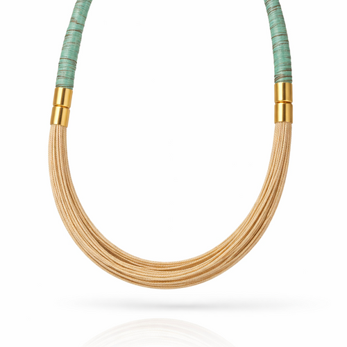 Ethereal Amazonia Buriti & Turquoise Threads Statement Necklace
