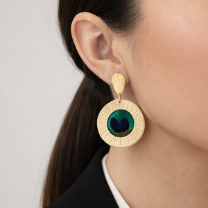 Ethereal Amazonia Natural Peacock Earrings