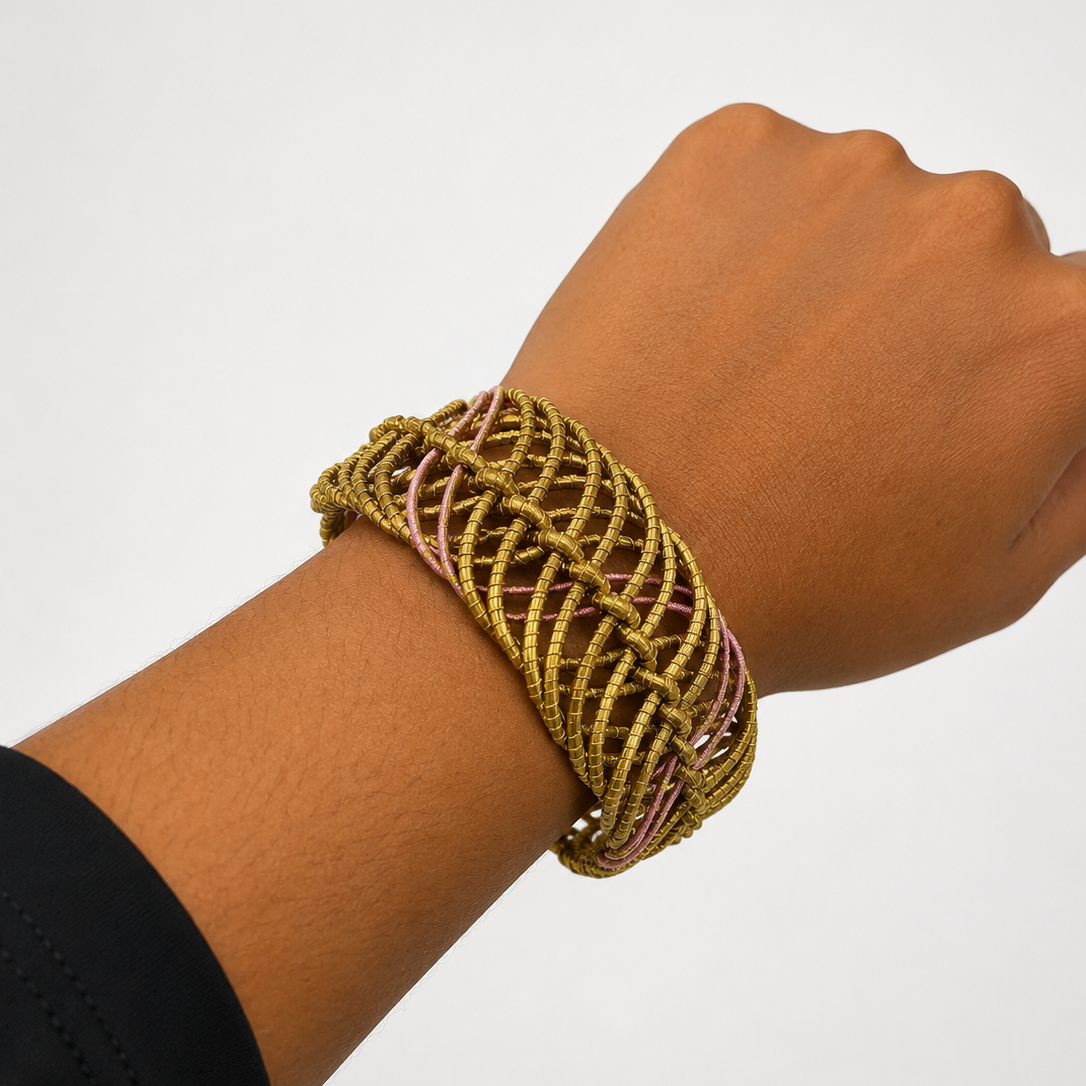 EarthWoven Golden Grass Continued Rhythm Cuff Bracelet