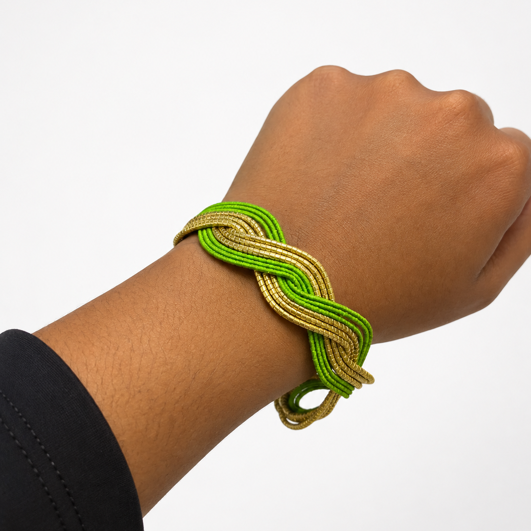 EarthWoven Golden Grass Double Fluidity Cuff Bracelet