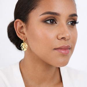 Ethereal Amazonia Monstera Mini Hoop Leverback Earrings