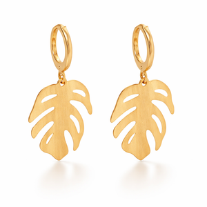 Ethereal Amazonia Monstera Mini Hoop Leverback Earrings