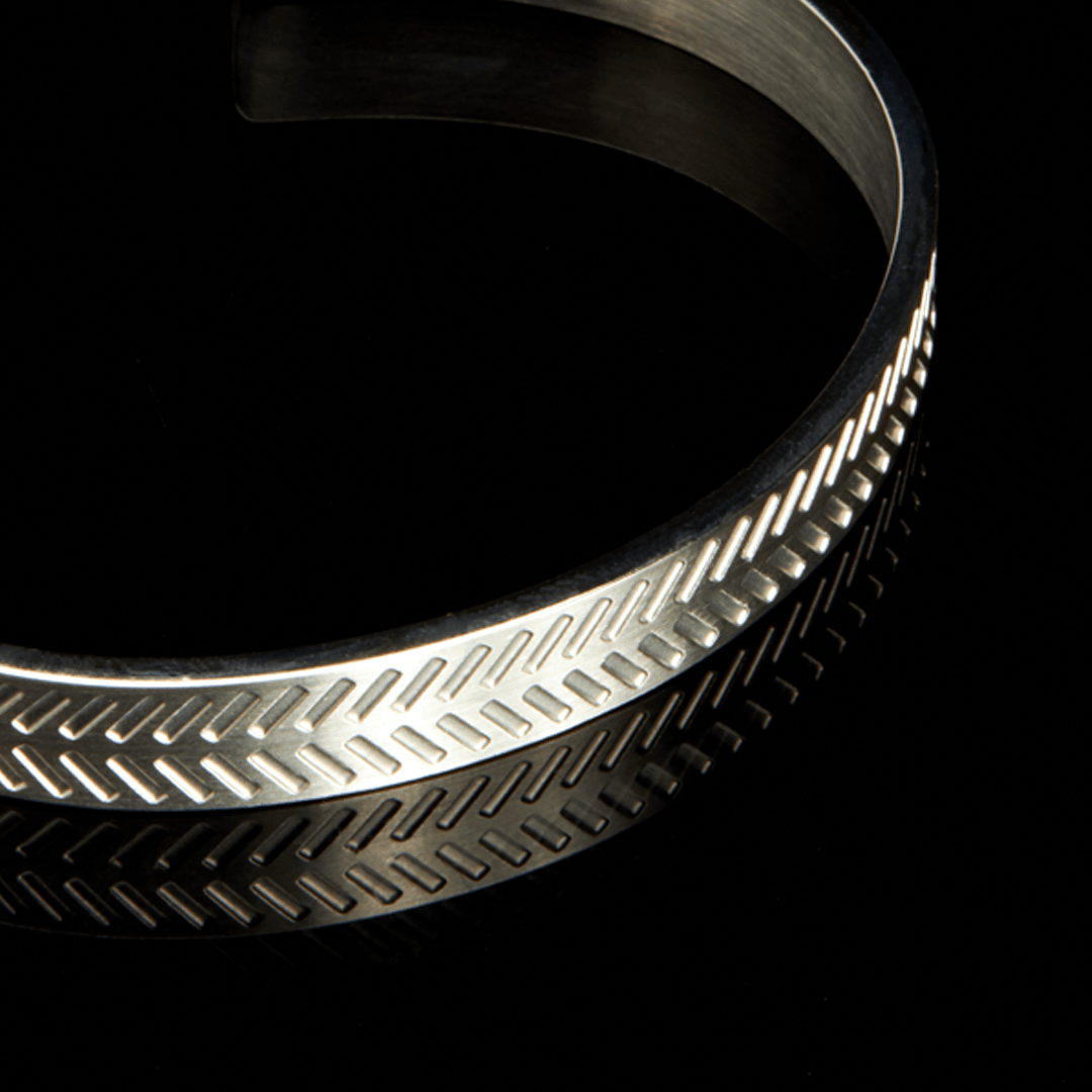 Cuff Feather Silver and Steel Bracelet | Key Design | Men's Bracelet