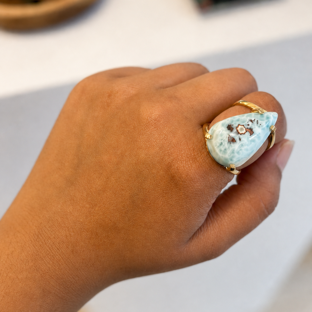 PearlFusion Arch Ring- Larimar Stone