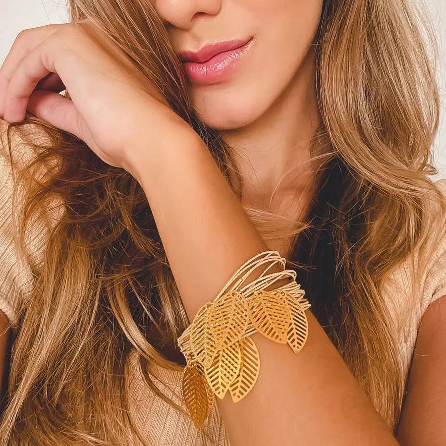 Ethereal Amazonia Radiance Tropical Leaves Bracelet