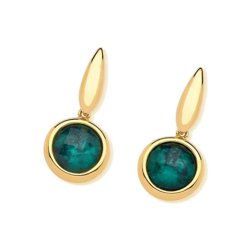 PureNature Ornaments 18k Gold Plated Radiant Drop Natural Emerald Earrings - Treasures of Brazil