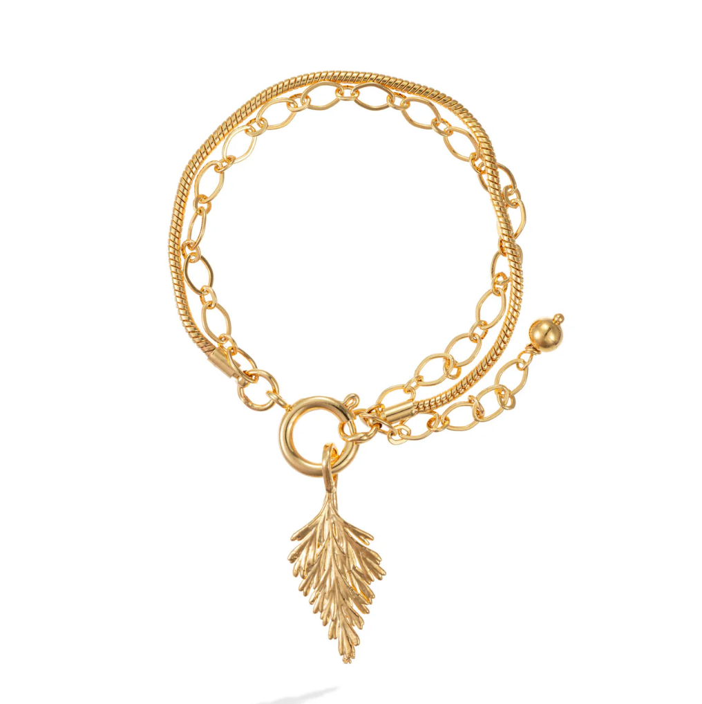 Blooming Beauty Renda Francesa Double Leaf Bracelet