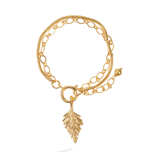 Blooming Beauty Renda Francesa Double Leaf Bracelet