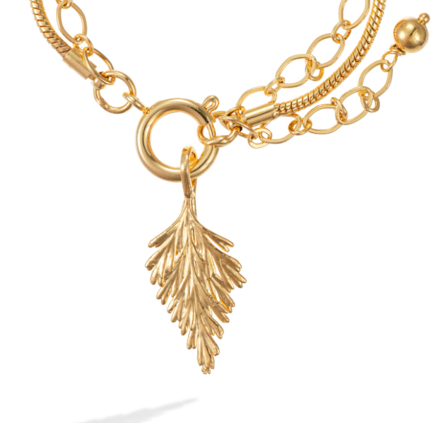 Blooming Beauty Renda Francesa Double Leaf Bracelet