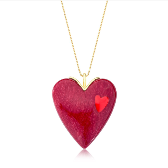 TerraFusion Gems Golden Heart Red Feldspar Long Necklace