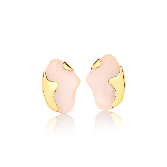 TerraFusion Gems Mystic Dreamscape Rose Quartz Stud Earrings