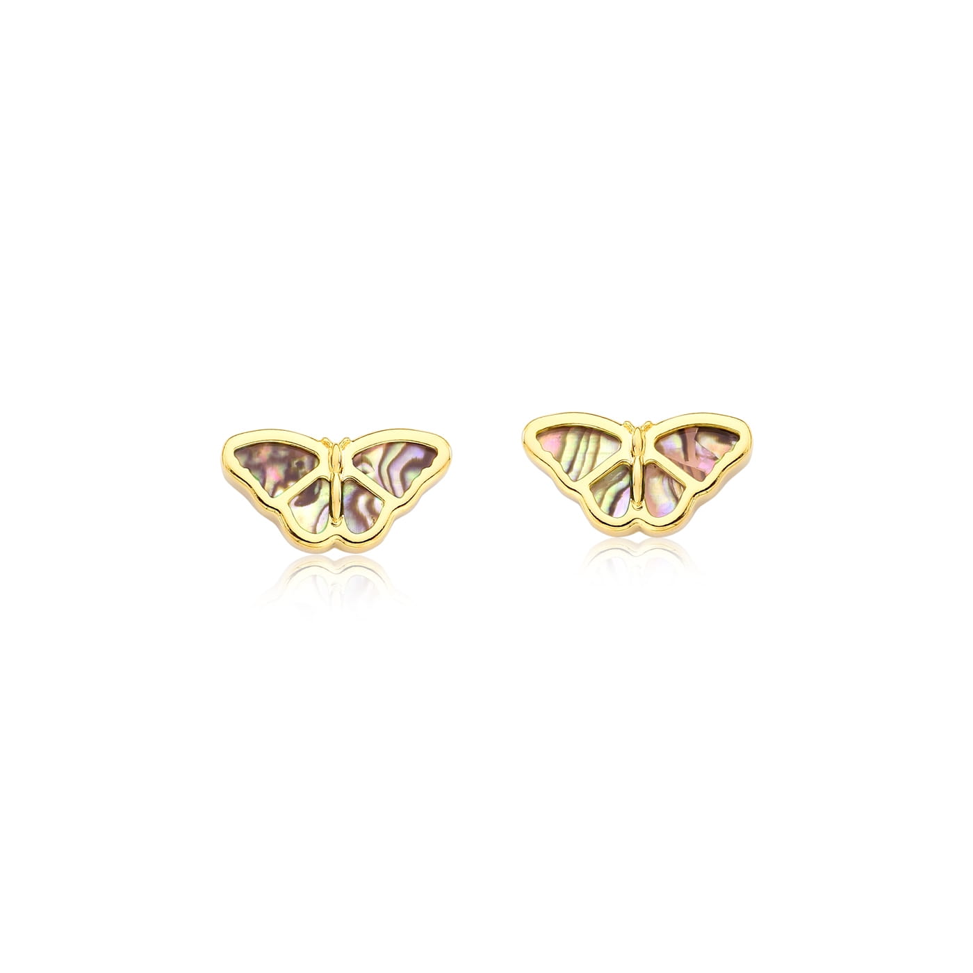 TerraFusion Gems 18k Gold Plated Butterfly Abalone Shell Stud Earrings - Treasures of Brazil