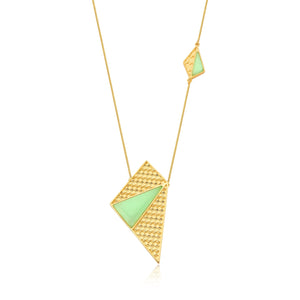 TerraFusion Gems 18k Gold Plated Chroma Shapes Chrysoprase Necklace - Treasures of Brazil