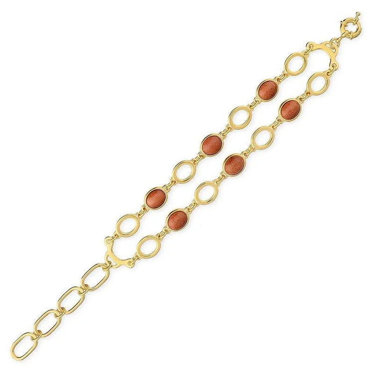 TerraFusion Gems 18k gold plated Connection Goldstone Bracelet