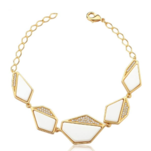 TerraFusion Gems 18k Gold Plated Cosmic Angles White Porcelain Bracelet - Treasures of Brazil