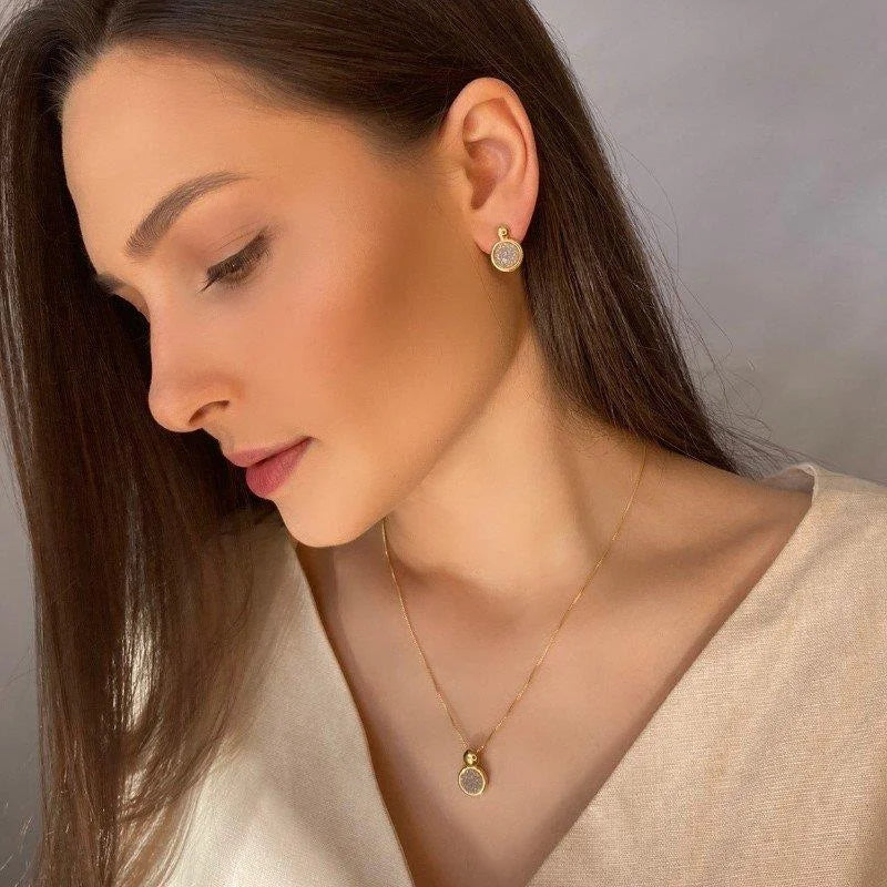 TerraFusion Gems Dancing Gala Earrings and Necklace Set — full set