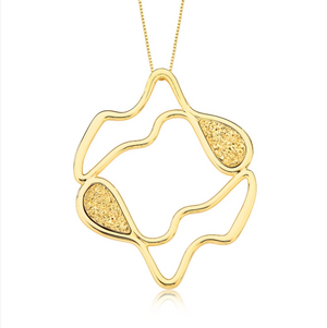 TerraFusion Gems Fragments of Home 18k Gold Plated Golden Druzy Necklace - Treasures of Brazil