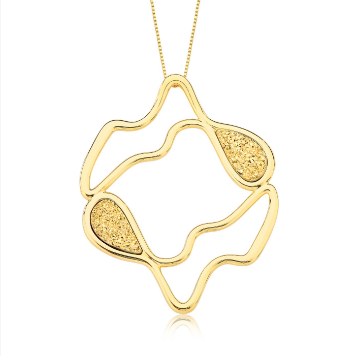 TerraFusion Gems Fragments of Home 18k Gold Plated Golden Druzy Necklace - Treasures of Brazil