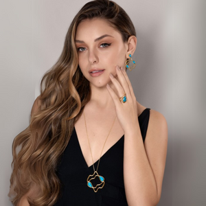 TerraFusion Gems Fragments of Home 18k Gold Plated Turquoise Howlite Set - Treasures of Brazil