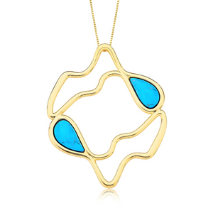 TerraFusion Gems Fragments of Home 18k Gold Plated Turquoise Howlite Necklace - Treasures of Brazil