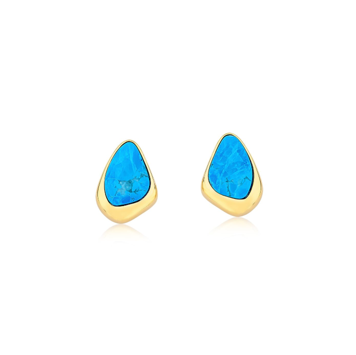 TerraFusion Gems Fragments of Home 18k Gold Plated Turquoise Howlite Stud Earrings - Treasures of Brazil
