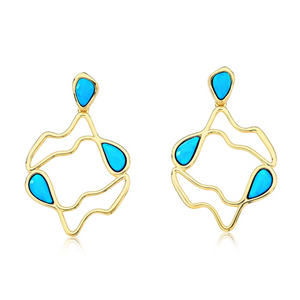 TerraFusion Gems Fragments of Home Turquoise Howlite 18k Gold Plated  Earrings - Treasures of Brazil