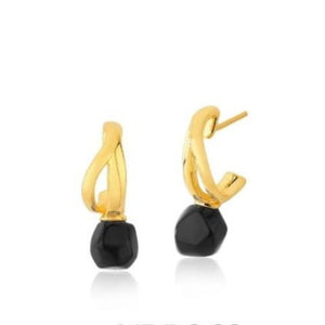 TerraFusion Gems 18k Gold Plated  Framed Harmony Obsidian Earrings - Treasures of Brazil