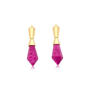 TerraFusion Gems 18k Gold Plated Geometric Colours Pink Feldspar Earrings - Treasures of Brazil