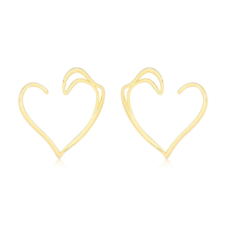 TerraFusion Gems 18k Gold Plated  Golden Heart Earrings - Treasures of Brazil