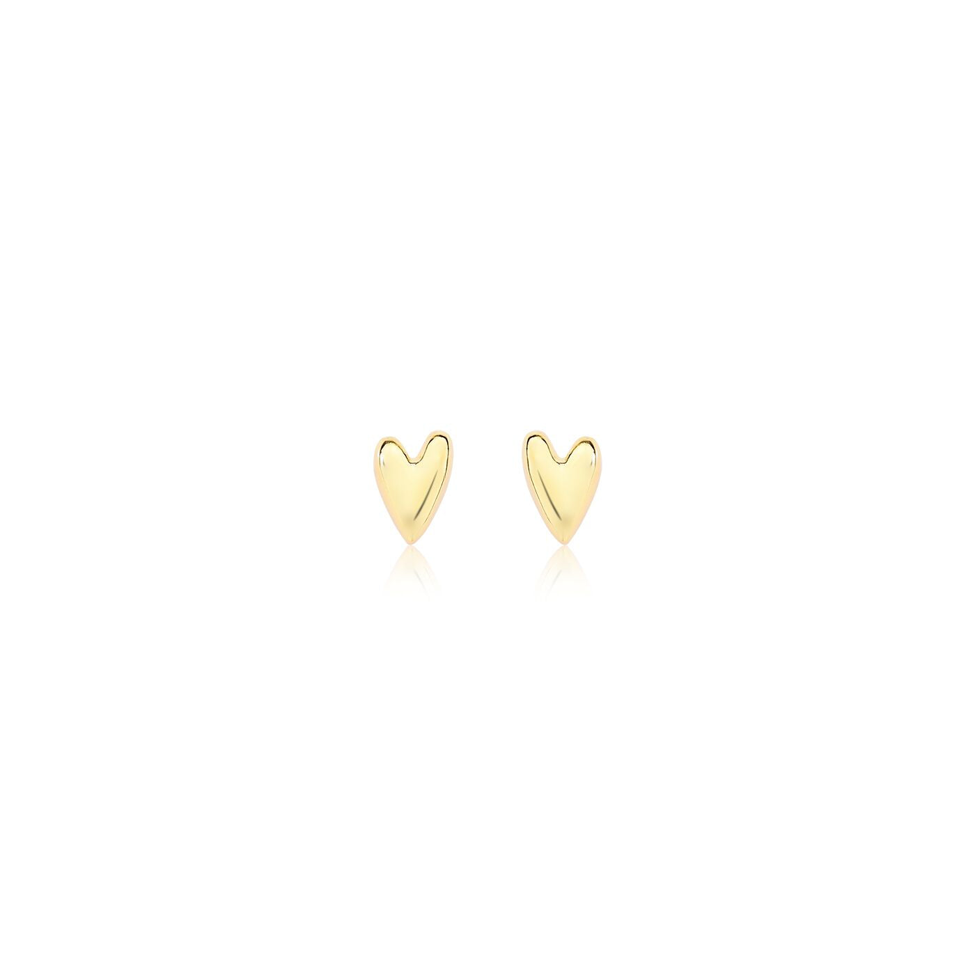 TerraFusion Gems 18k Gold Plated Golden Heart Stud Earrings - Treasures of Brazil