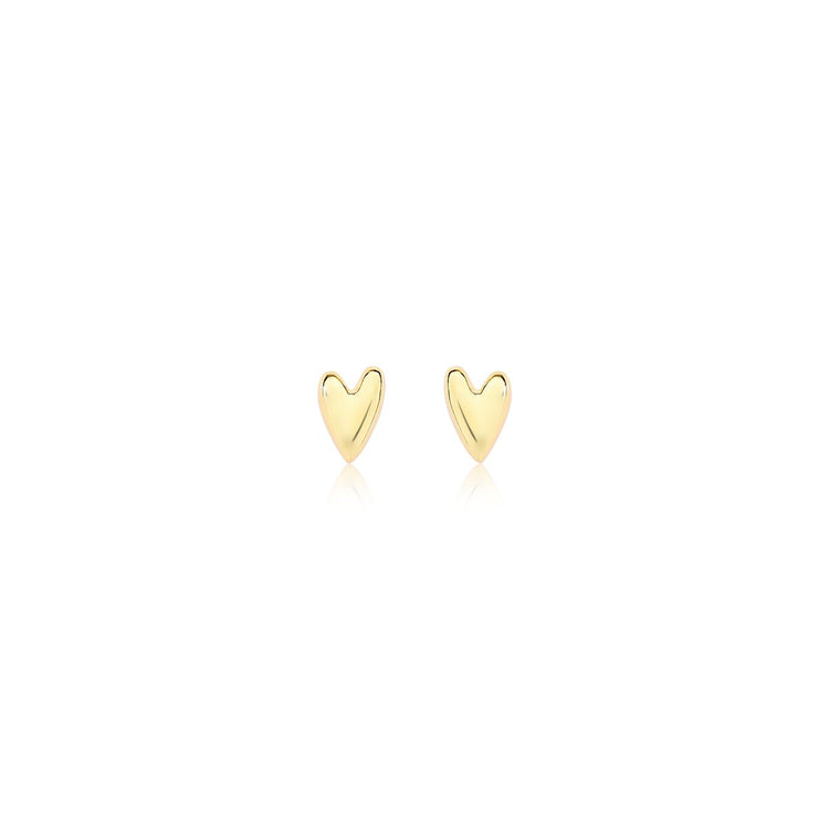 TerraFusion Gems 18k Gold Plated Golden Heart Stud Earrings - Treasures of Brazil