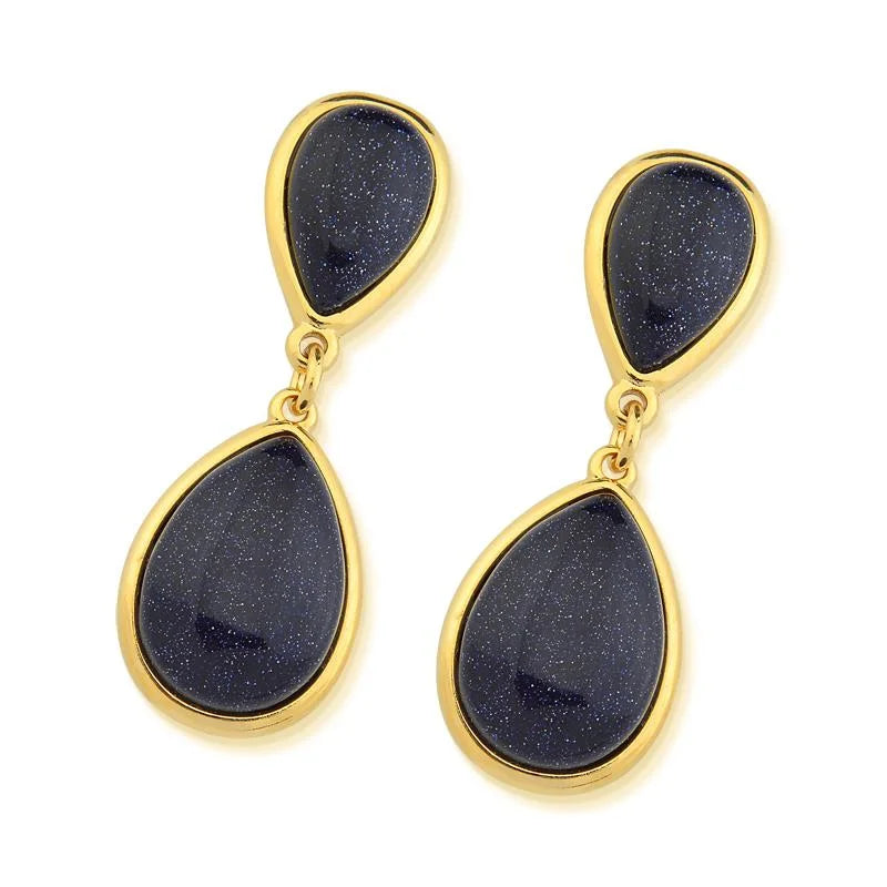 TerraFusion Gems Hourglass  18k Gold Plated Starstone Earrings - Treasures of Brazil