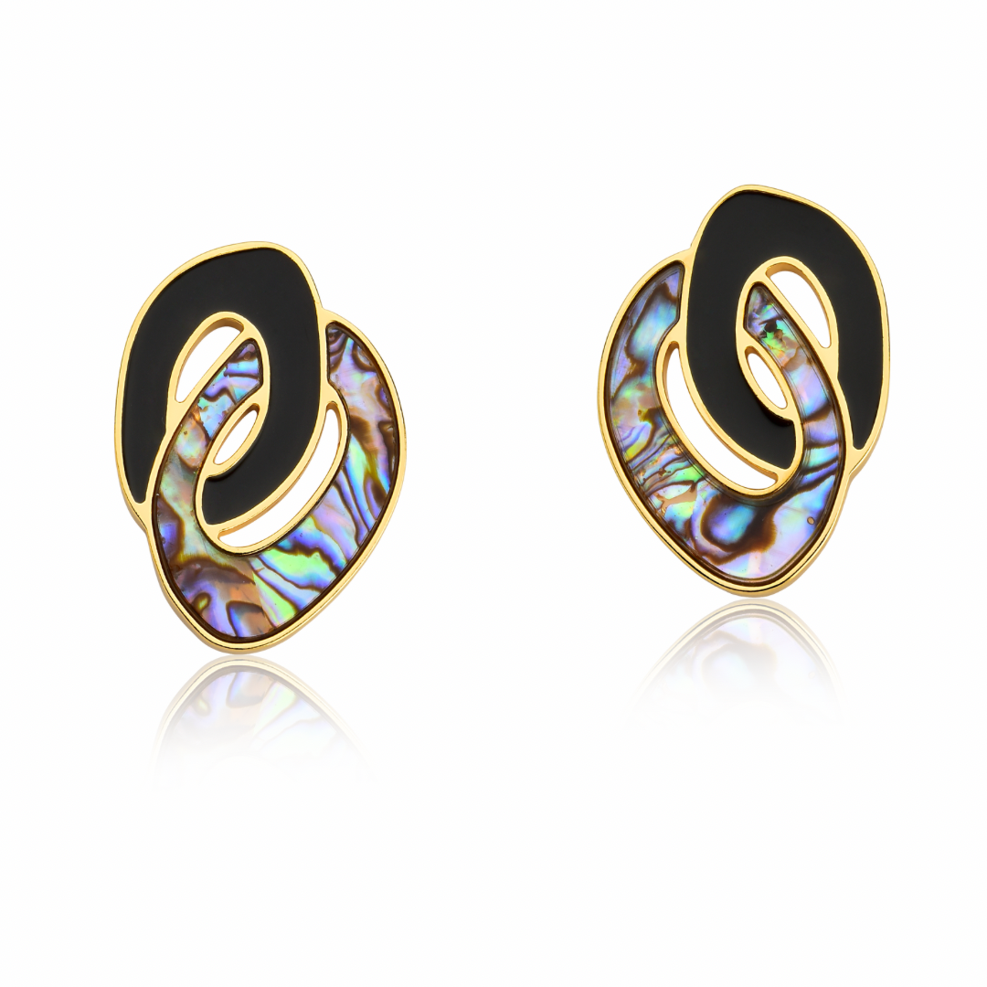 TerraFusion Gems 18k Gold Plated Ocean's Rainbow Abalone Shell Earrings - Treasures of Brazil