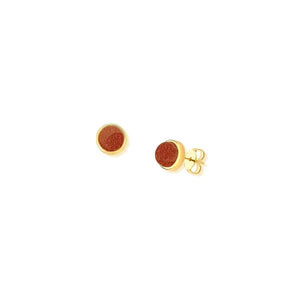 TerraFusion Gems 18k Gold Plated Stone Vitral Goldstone Stud Earrings - Treasures of Brazil