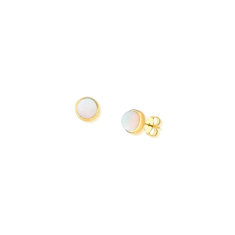 TerraFusion Gems 18k Gold Plated Stone Vitral Moonstone Stud Earrings - Treasures of Brazil