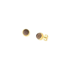 TerraFusion Gems 18k Gold Plated Stone Vitral Obsidian Stud Earrings - Treasures of Brazil