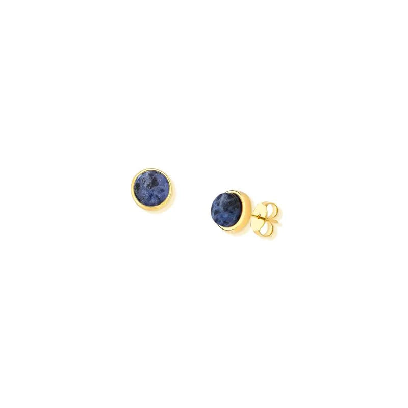 TerraFusion Gems 18k Gold Plated Stone Vitral Sodalite Stud Earrings - Treasures of Brazil