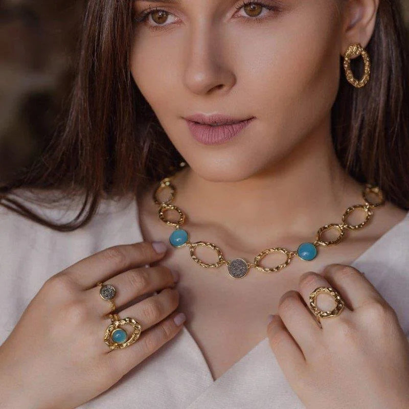 TerraFusion Gems Waves of Light 18k Gold Plated Titanium Druzy Ring - Treasures of Brazil