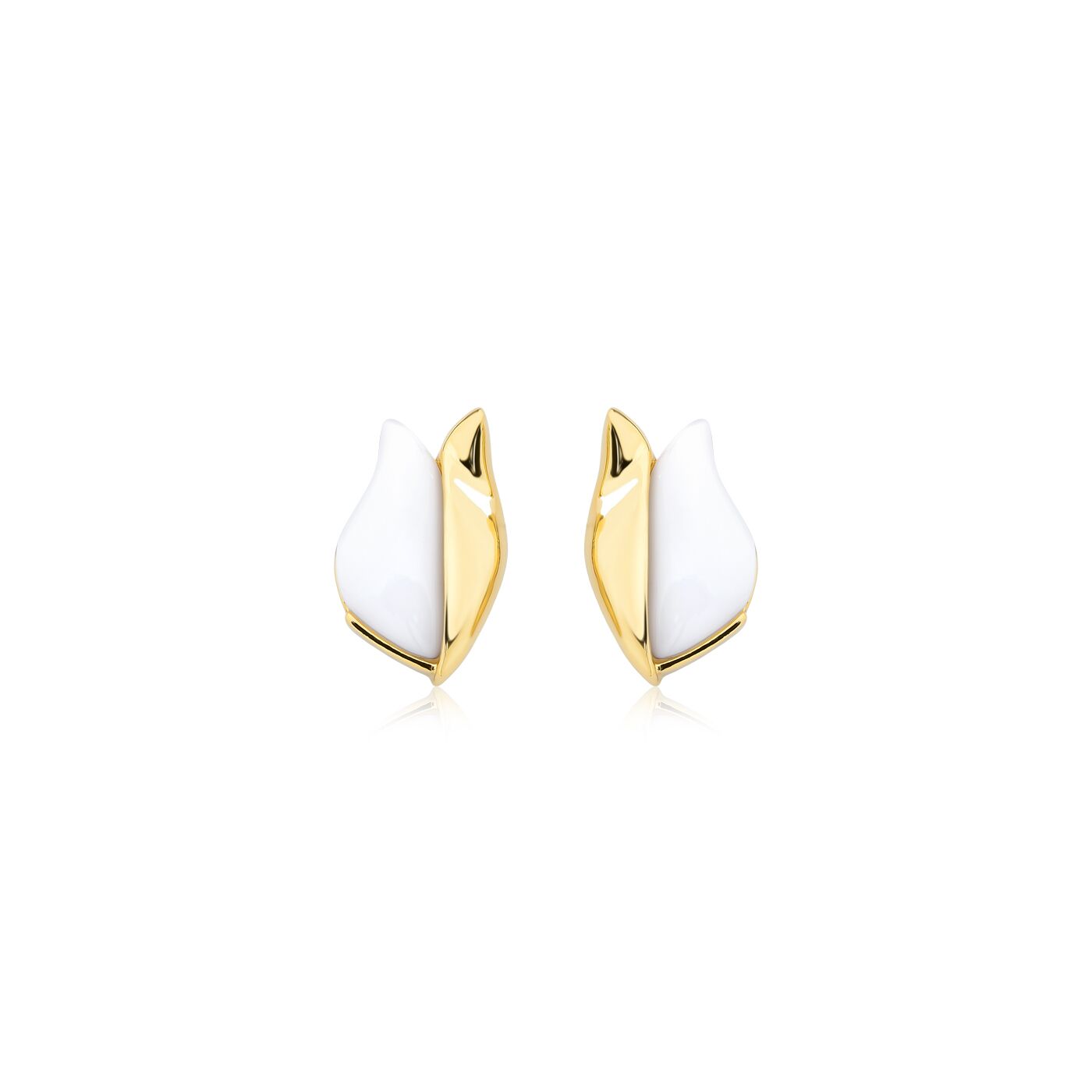 Blooming Beauty 18k Gold Plated Flourishing Tulips Porcelain Stud Earrings