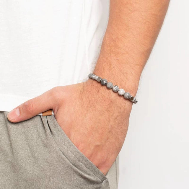 Abblo Natural Silk Stone Grey Bracelet | Men's Bracelet | Key Design