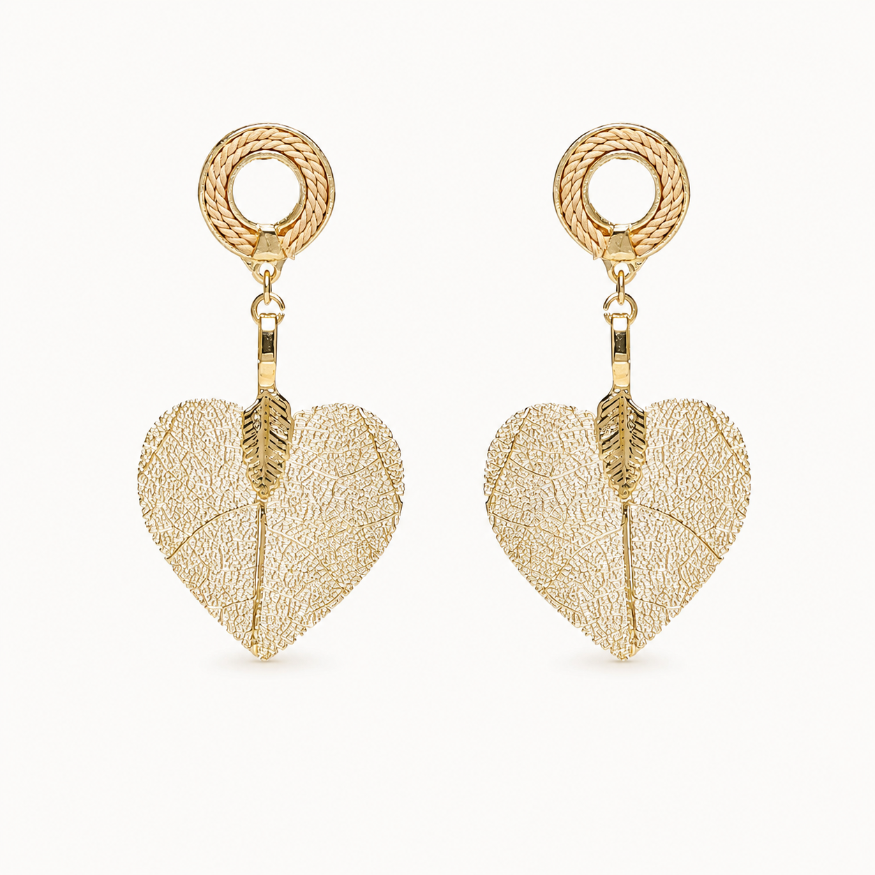 Blooming Beauty Eternal Gold Squeletonized Leaf Earrings – view 1