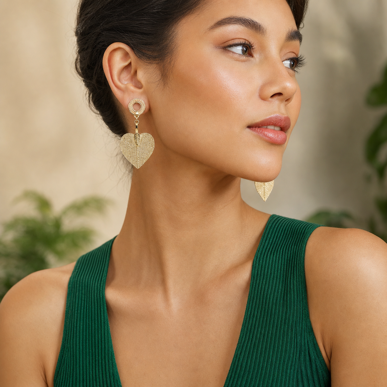 Blooming Beauty Eternal Gold Squeletonized Leaf Earrings – view 2