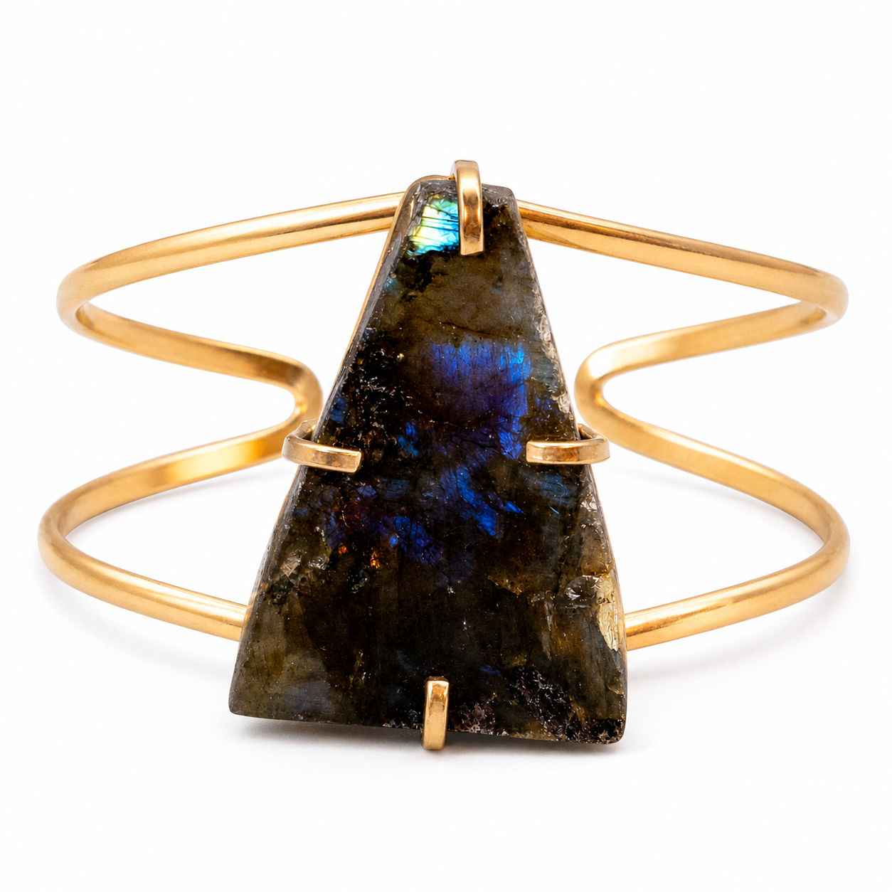 PearlFusion Adjustable Cuff Bracelet - Labradorite Stone