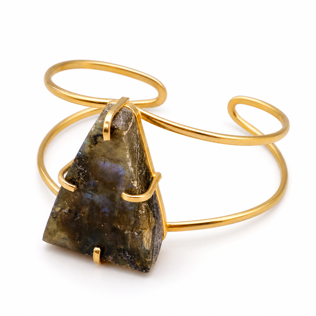 PearlFusion Adjustable Cuff Bracelet - Labradorite Stone