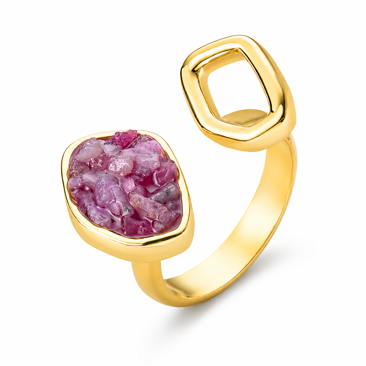 TerraFusion Gems Geometric Natural Amethyst Ring