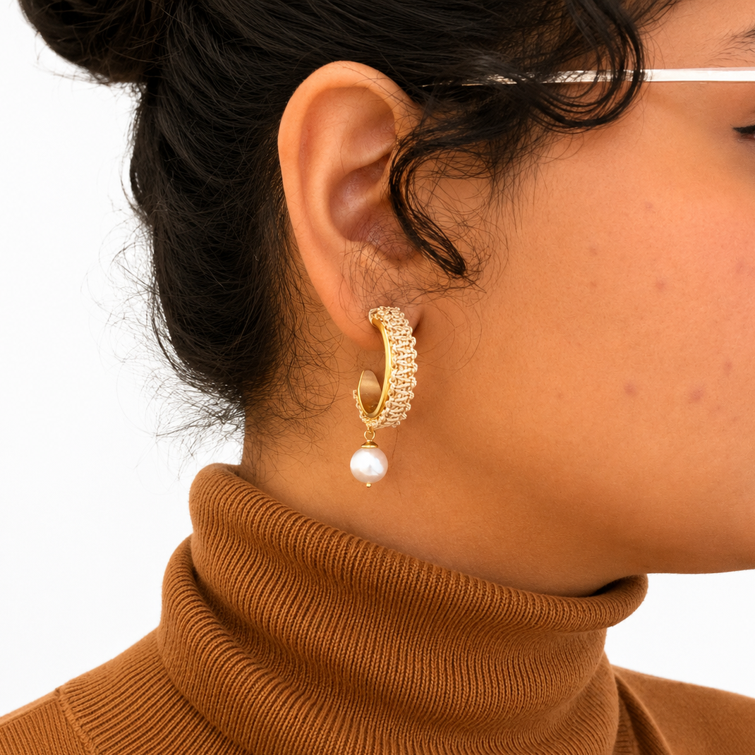 Ethereal Amazonia Freshwater Pearl Buriti Earrings