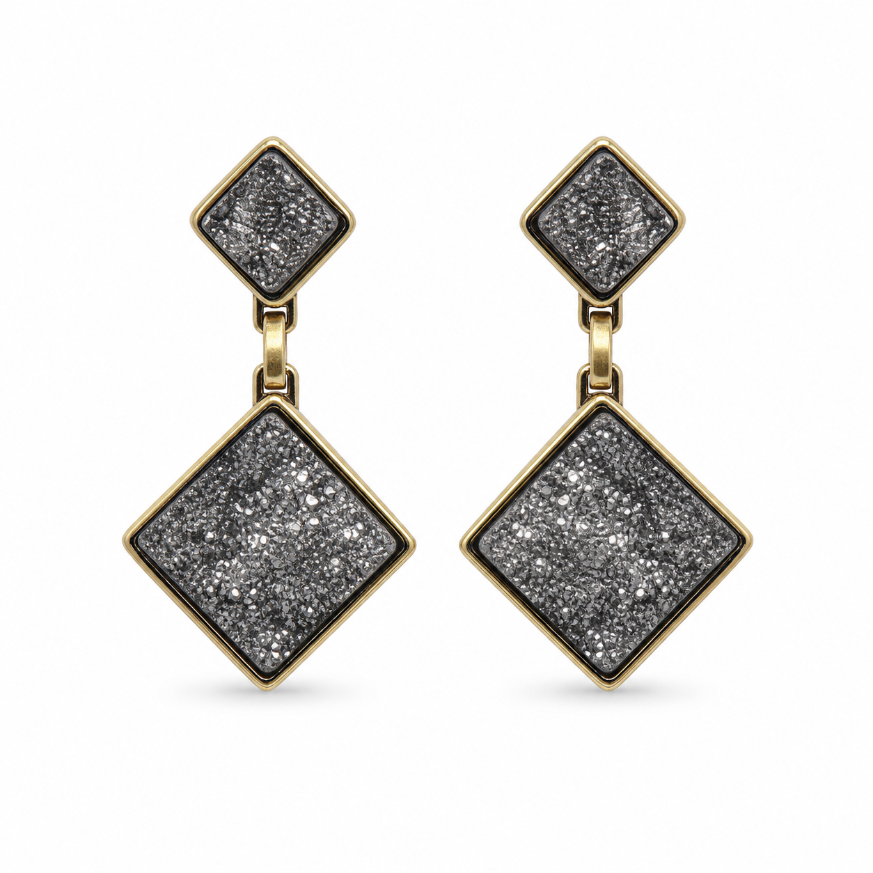 Platinum druzy Pedras do Brasil natural stone PVD drop earrings